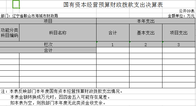 国有资本经营预算财政拨款支出决算表