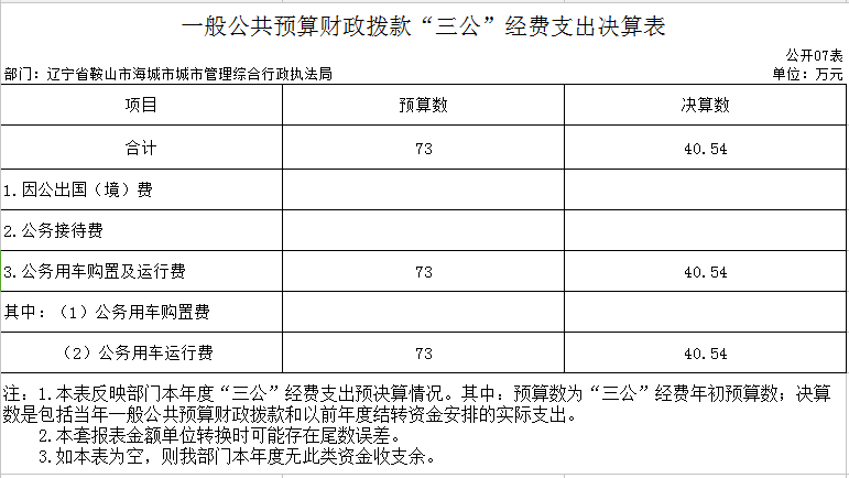 辽宁省鞍山市海城市城市管理综合行政执法局2020年决算公开表