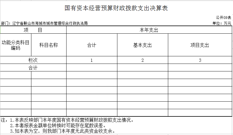 辽宁省鞍山市海城市城市管理综合行政执法局2020年决算公开表