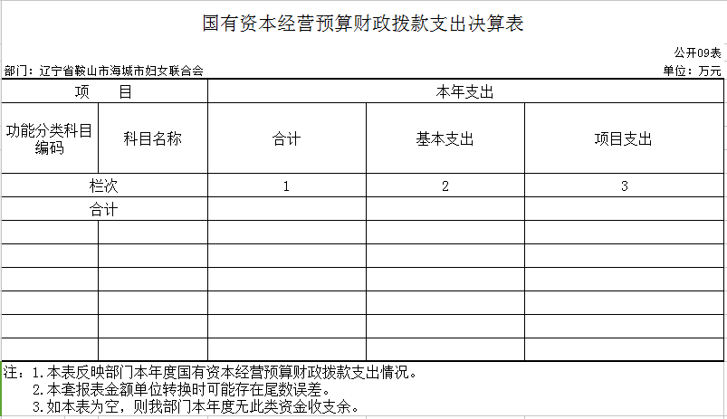辽宁省鞍山市海城市妇女联合会2020年决算公开表