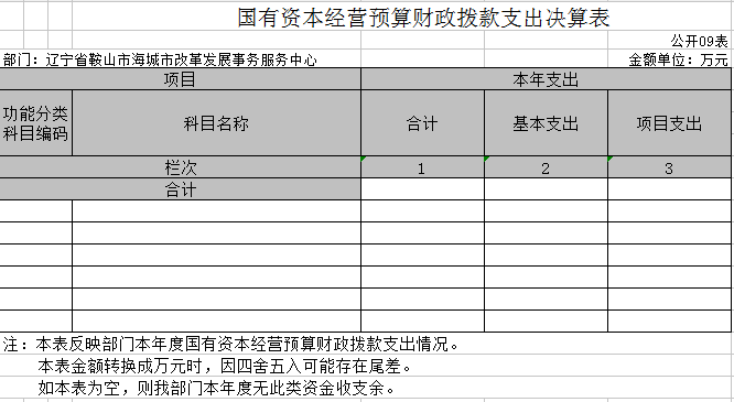 辽宁省鞍山市海城市改革发展事务服务中心2020年决算公开表