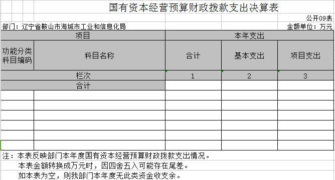 辽宁省鞍山市海城市工业和信息化局决算公开表