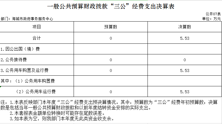  辽宁省鞍山市海城市政府事务服务中心2020年决算公开表