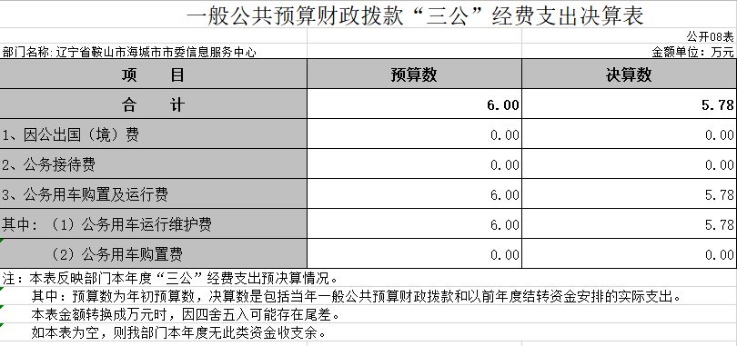 辽宁省鞍山市海城市市委信息服务中心2020年决算公表