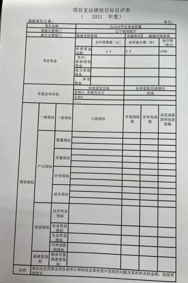 辽宁省鞍山市海城市财政局2021年决算公开说明