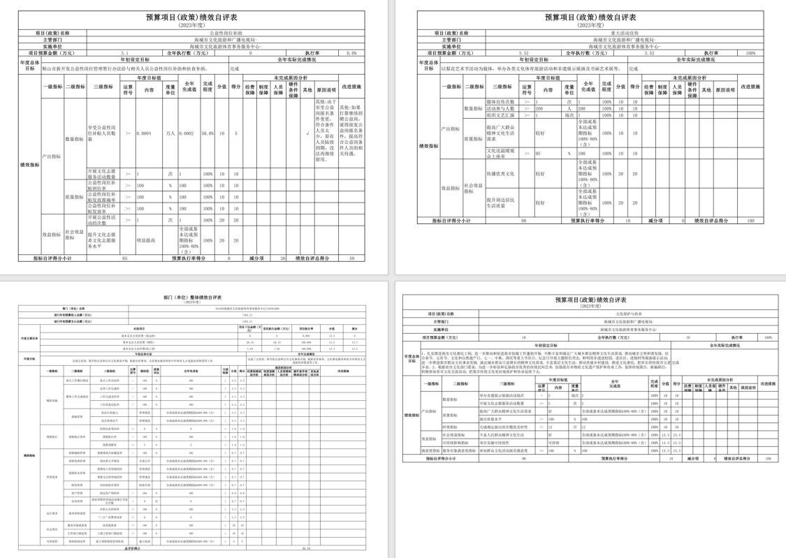 辽宁省鞍山市海城市文化旅游体育事务服务中心2023年度部门决算公开