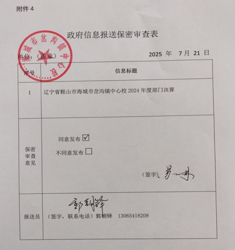 辽宁省鞍山市海城市岔沟镇中心校 2024年度部门决算