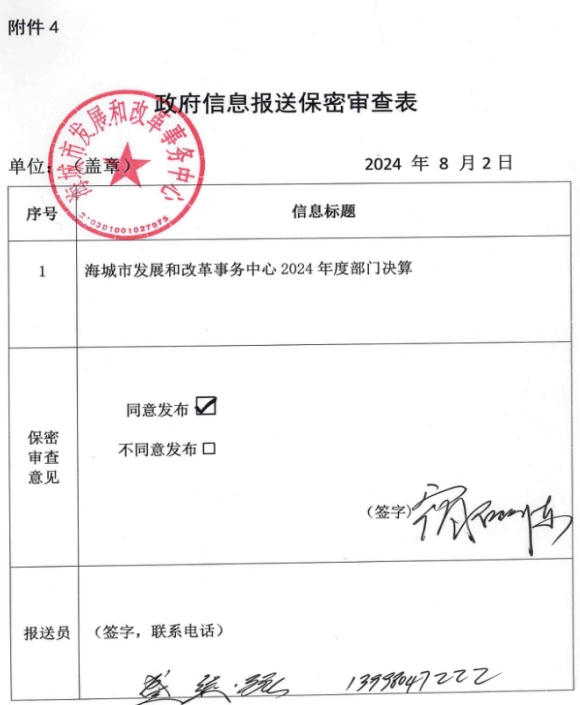 辽宁省鞍山市海城市发展和改革事务中心 2024年度部门决算