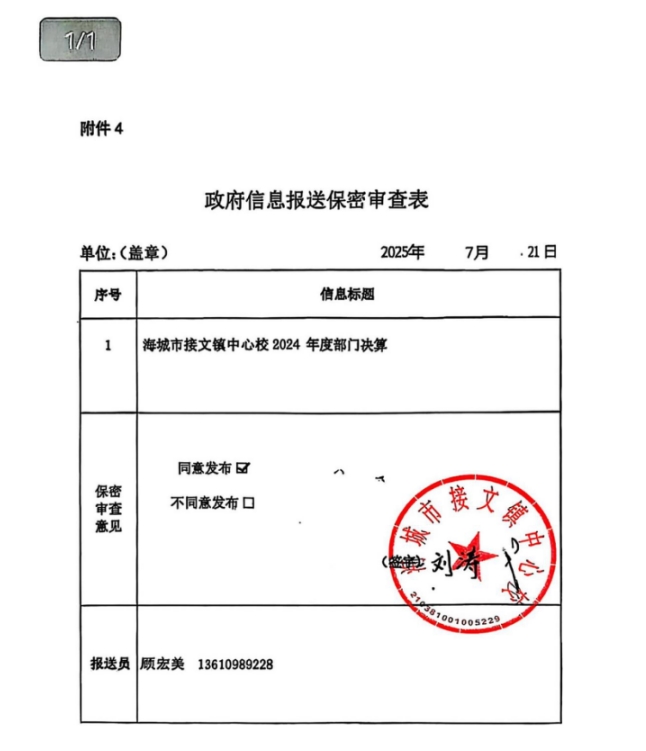 辽宁省鞍山市海城市接文镇中心校 2024年度部门决算