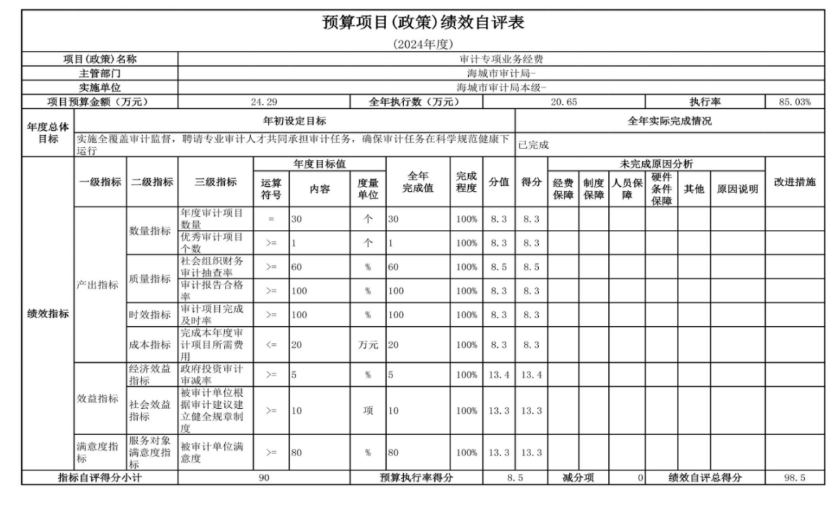 辽宁省鞍山市海城市审计局 2024年度部门决算