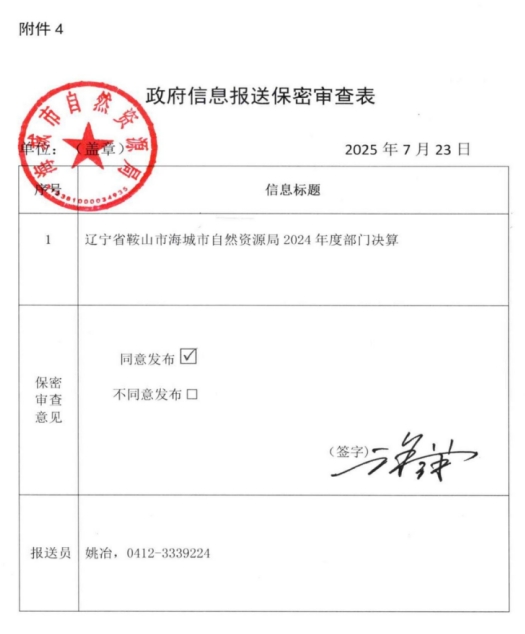 辽宁省鞍山市海城市自然资源局(本级) 2024年度部门决算