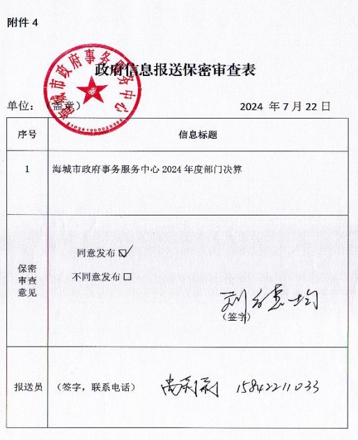 辽宁省鞍山市海城市政府事务服务中心 2024 年度部门决算