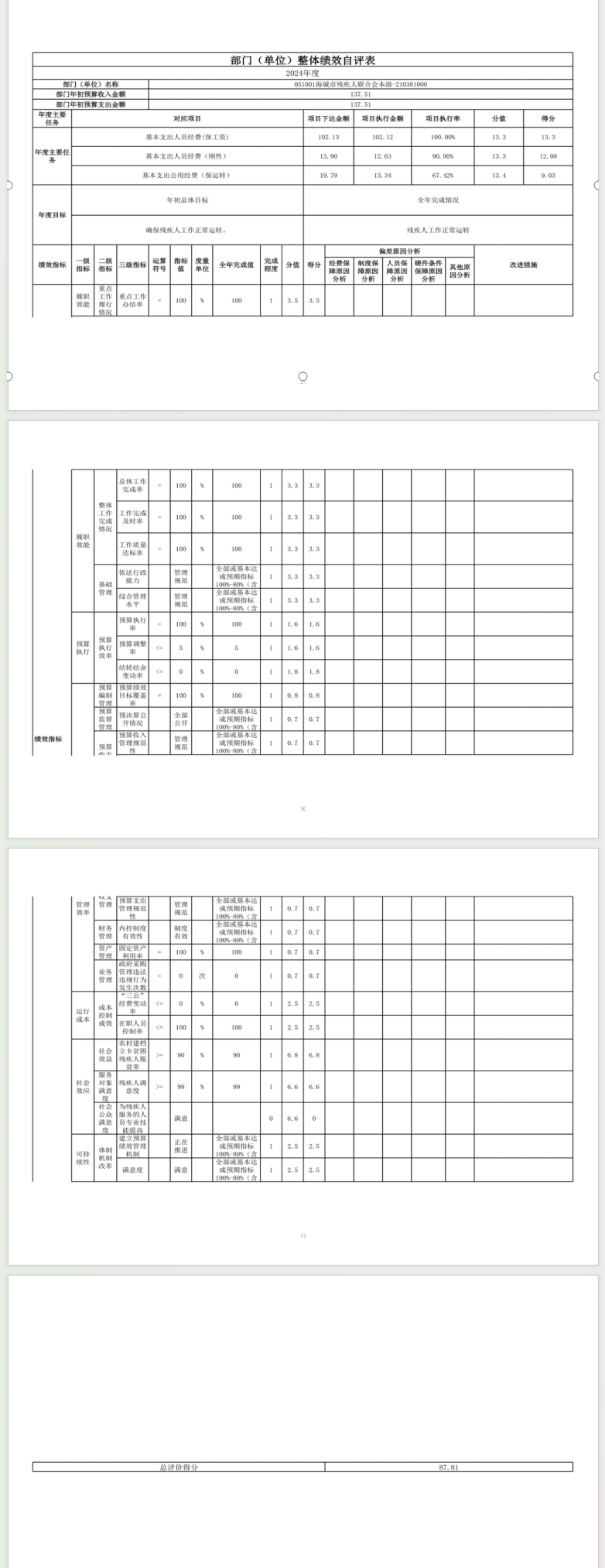 辽宁省鞍山市海城市残疾人联合会 2024年度部门决算