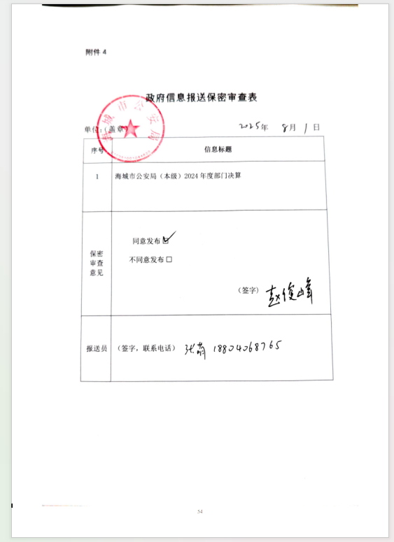 辽宁省鞍山市海城市公安局(本级) 2024年度部门决算