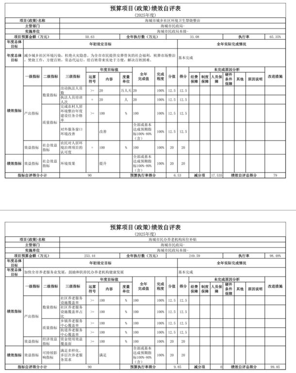 辽宁省鞍山市海城市民政局(本级) 2025年度公开报告