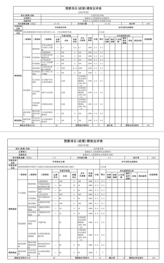 辽宁省鞍山市海城市人力资源和社会保障局(本级) 2025年度公开报告