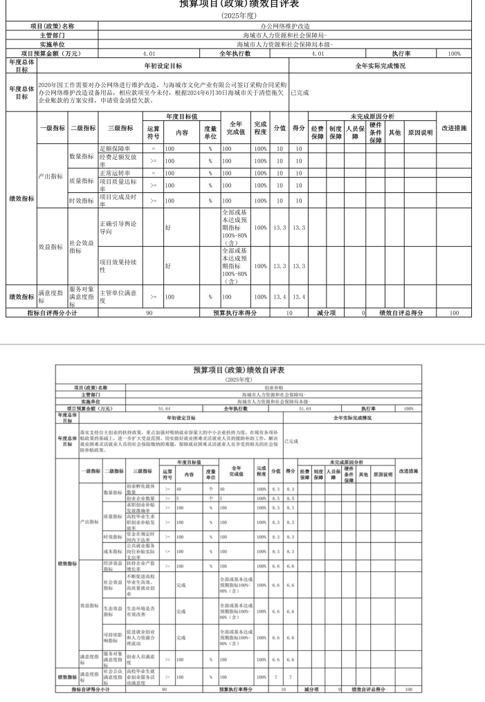辽宁省鞍山市海城市人力资源和社会保障局 2025年度公开报告