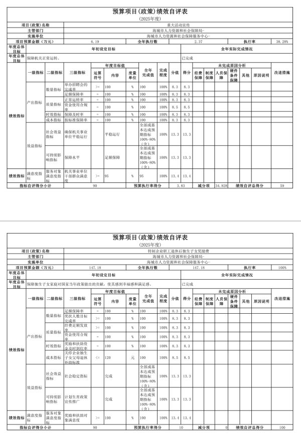 辽宁省鞍山市海城市人力资源和社会保障局 2025年度公开报告