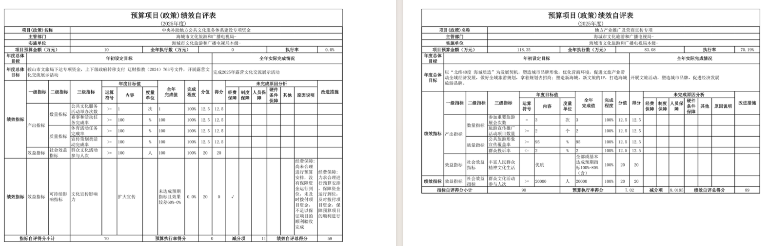 辽宁省鞍山市海城市文化旅游和广播电视局2025年度公开报告