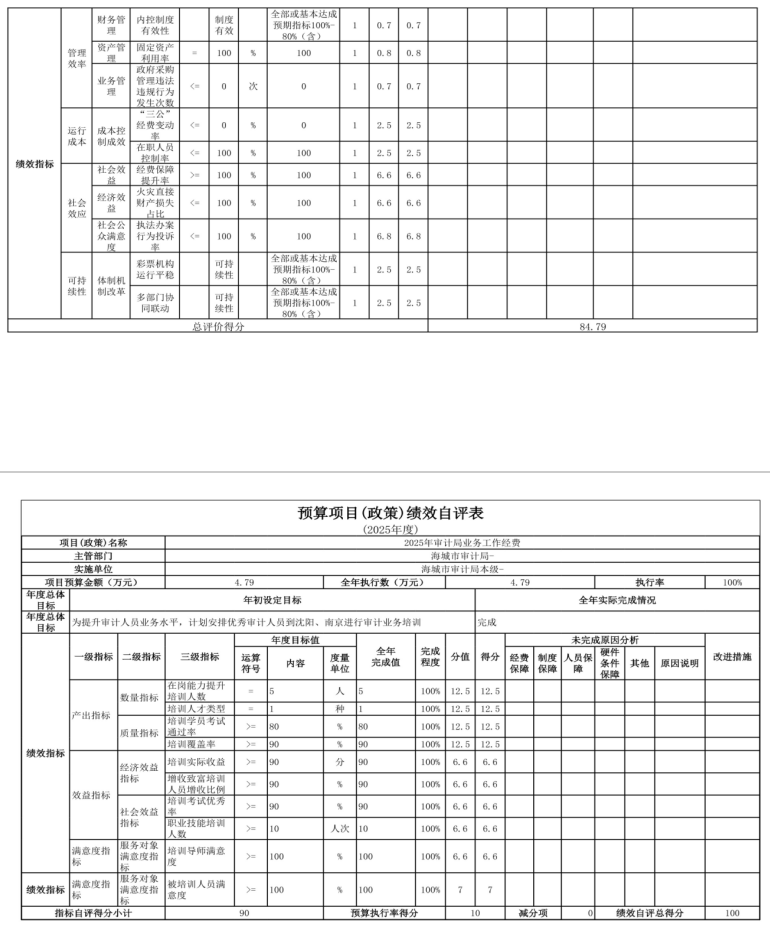 辽宁省鞍山市海城市审计局(本级) 2025年度公开报告