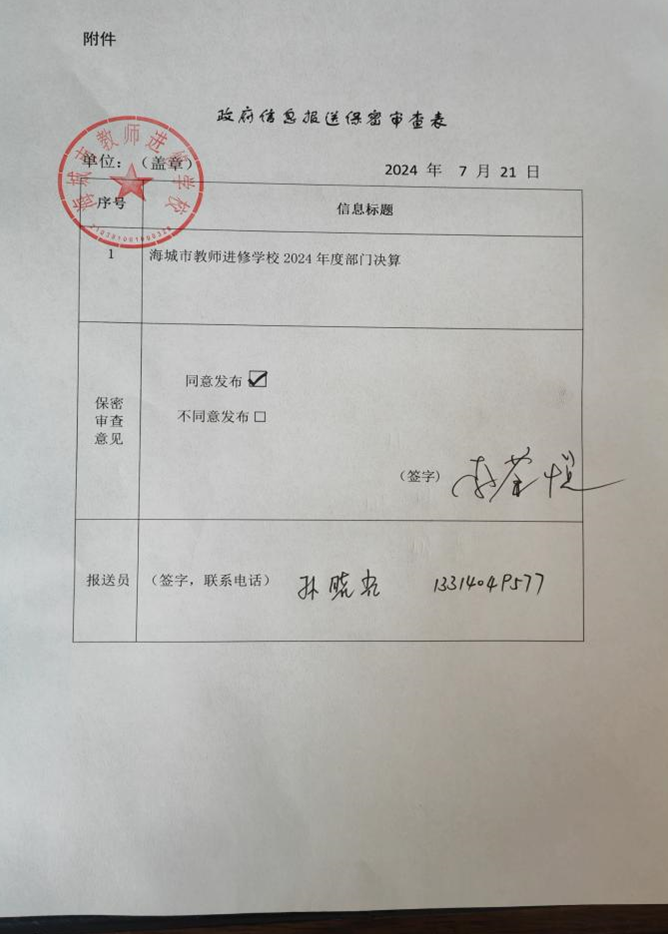 辽宁省鞍山市海城市教师进修学校 2024 年度部门决算