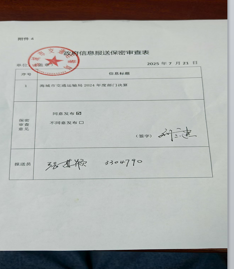 辽宁省鞍山市海城市交通运输局(本级) 2024年度部门决算